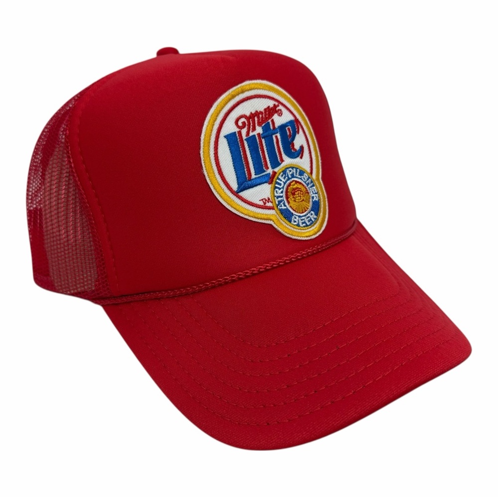 NEW VINTAGE STYLE BEER MILLER LITE PARTY RED TRUCKER HAT CAP ADULT S…